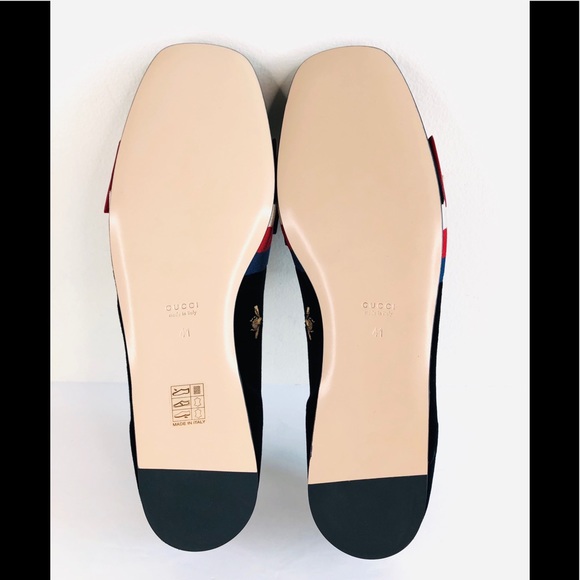 GUCCI Sylvie Bee Velvet Bow Ballet Flat Loafer - Picture 6 of 13